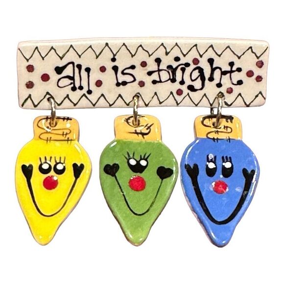 handmade Jewelry - Vintage Christmas bulb brooch , bag charm, sweater charm, all is bright